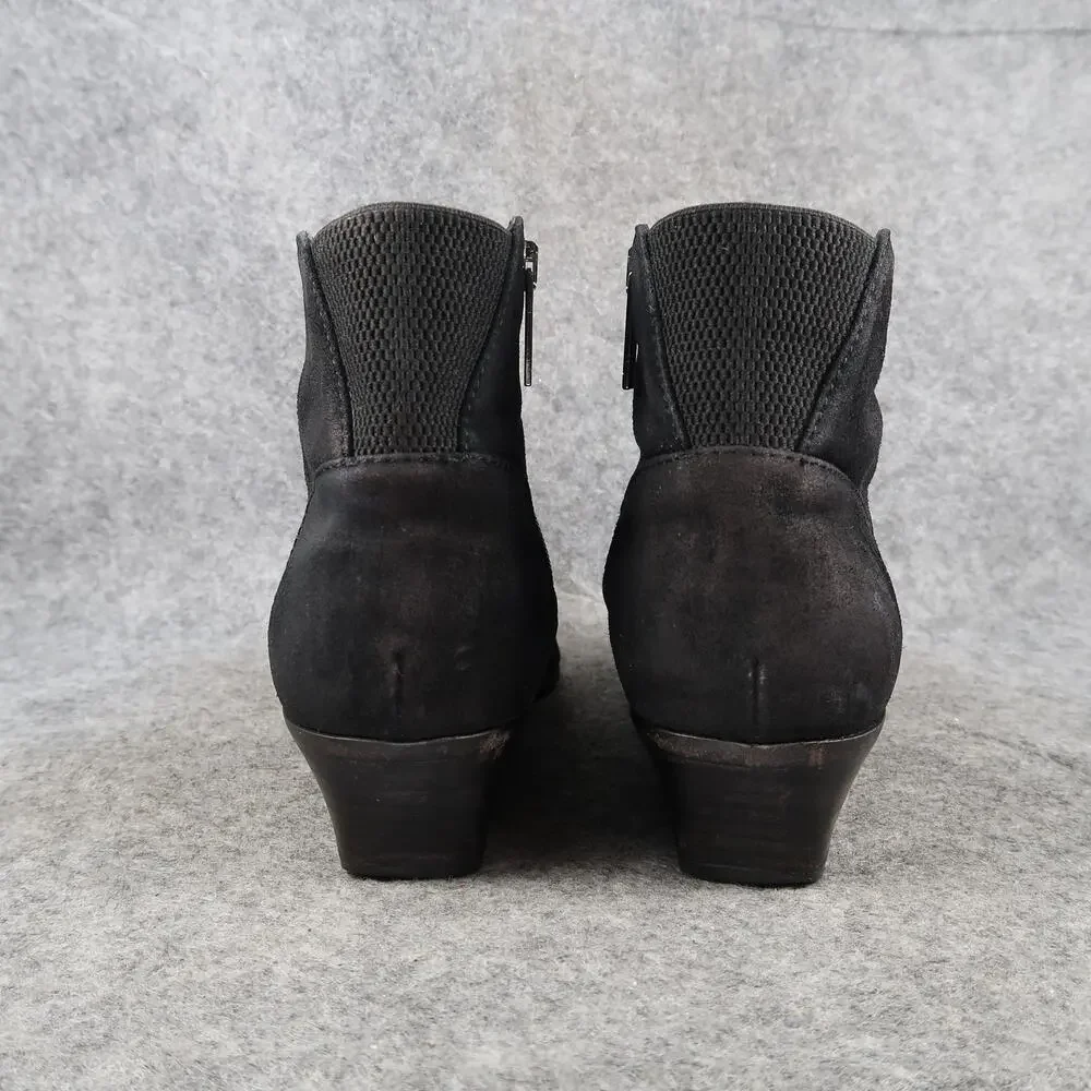 Aquatalia Shoes Womens 8 Booties Franca Ankle Boot Leather Almond Toe Black Zip